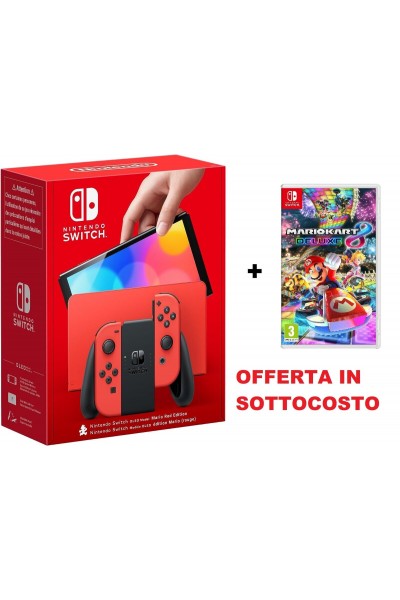 CONSOLE NINTENDO SWITCH OLED ROSSA SPECIALE MARIO EDITION + MARIO KART 8 DELUXE